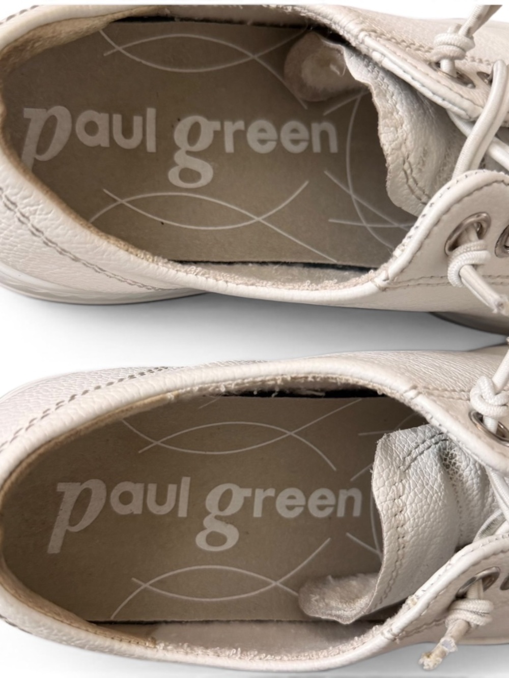 paul green hadley sneaker white leather low top lace up women's 7.5 luxury shoes - Picture 3 of 7
